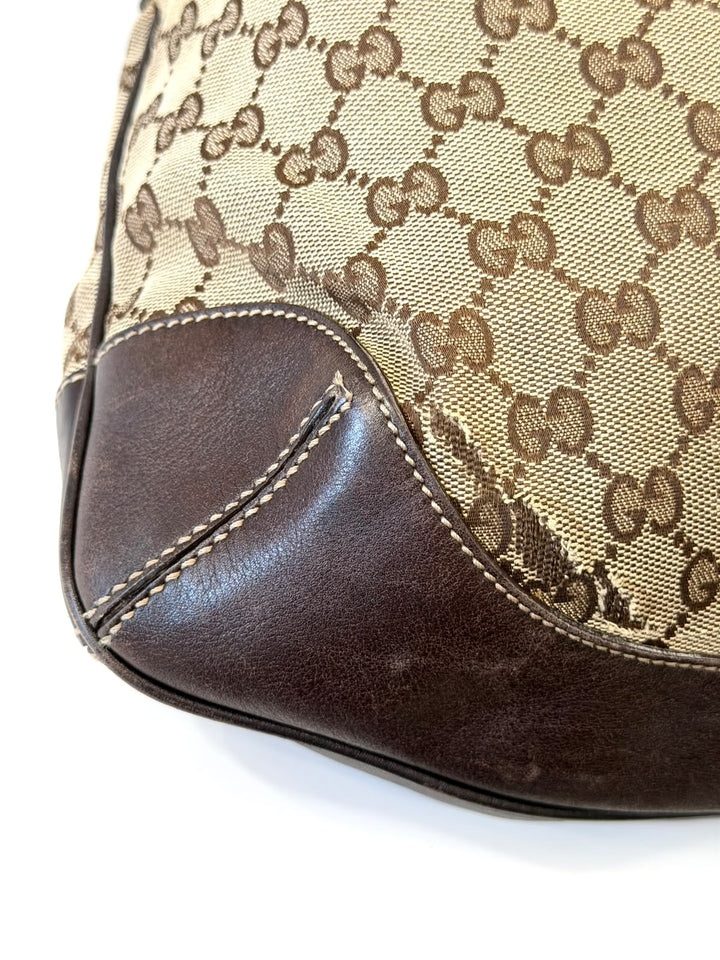 GUCCI VINTAGE GG MONOGRAM PEGGY BAMBOO SHOULDER BAG