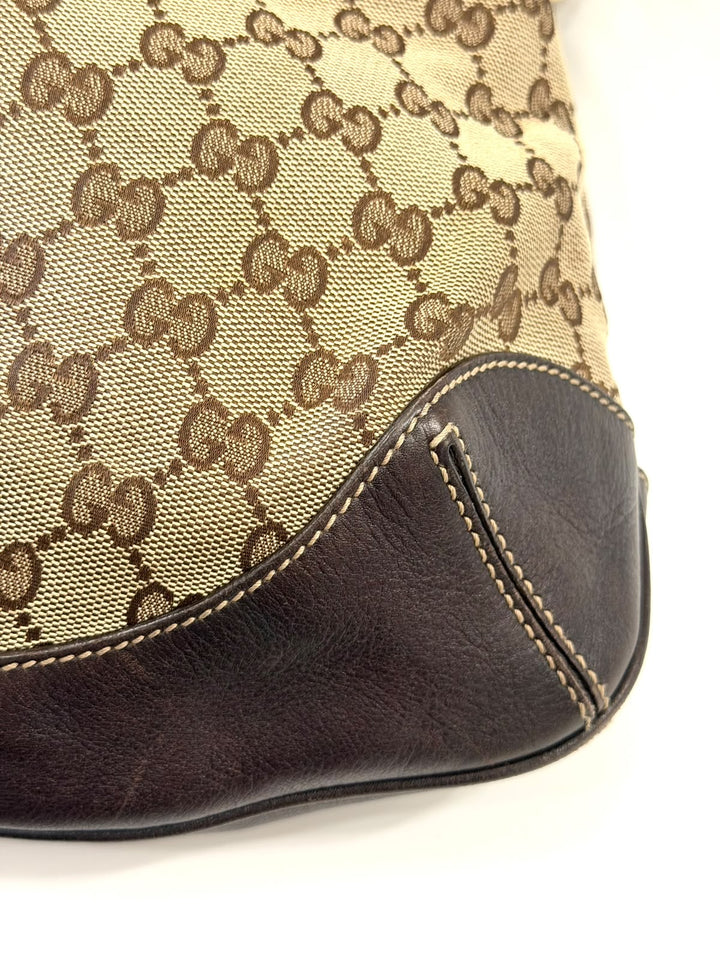 GUCCI VINTAGE GG MONOGRAM PEGGY BAMBOO SHOULDER BAG