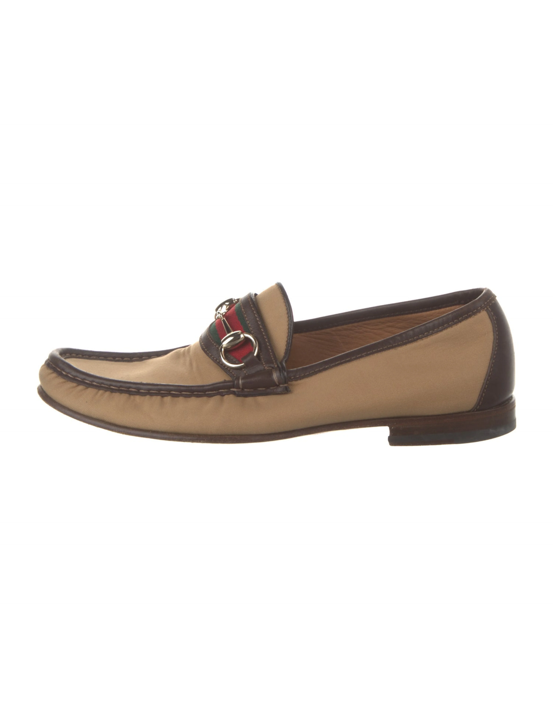 GUCCI WEB HORSEBIT ACCENT CANVAS LOAFERS