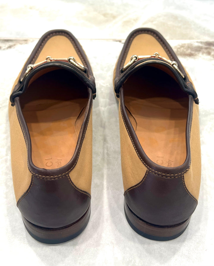 GUCCI WEB HORSEBIT ACCENT CANVAS LOAFERS