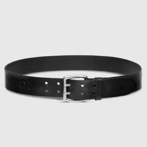 GUCCI WIDE LEATHER DOUBLE PRONG BELT
