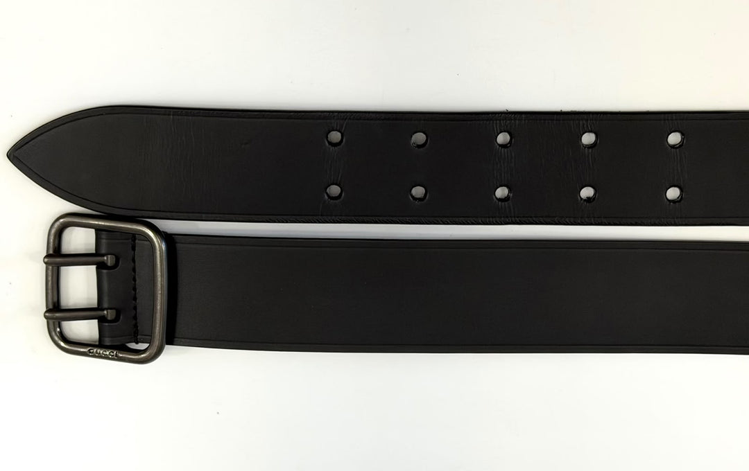 GUCCI WIDE LEATHER DOUBLE PRONG BELT