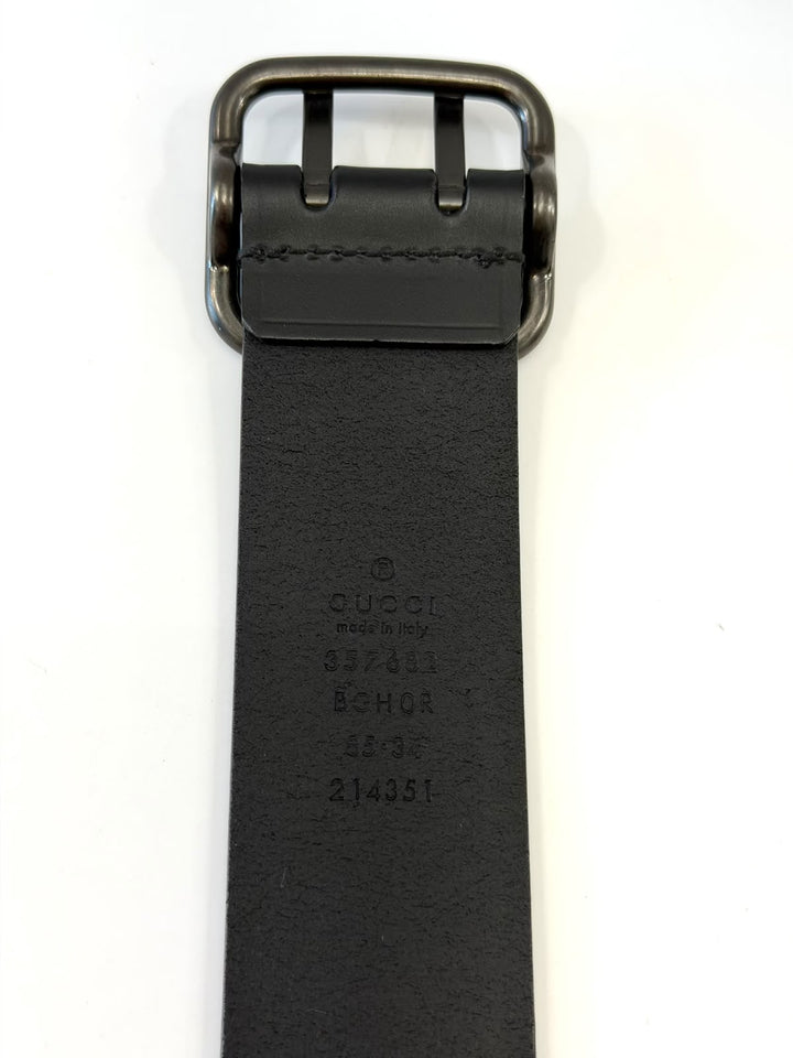 GUCCI WIDE LEATHER DOUBLE PRONG BELT
