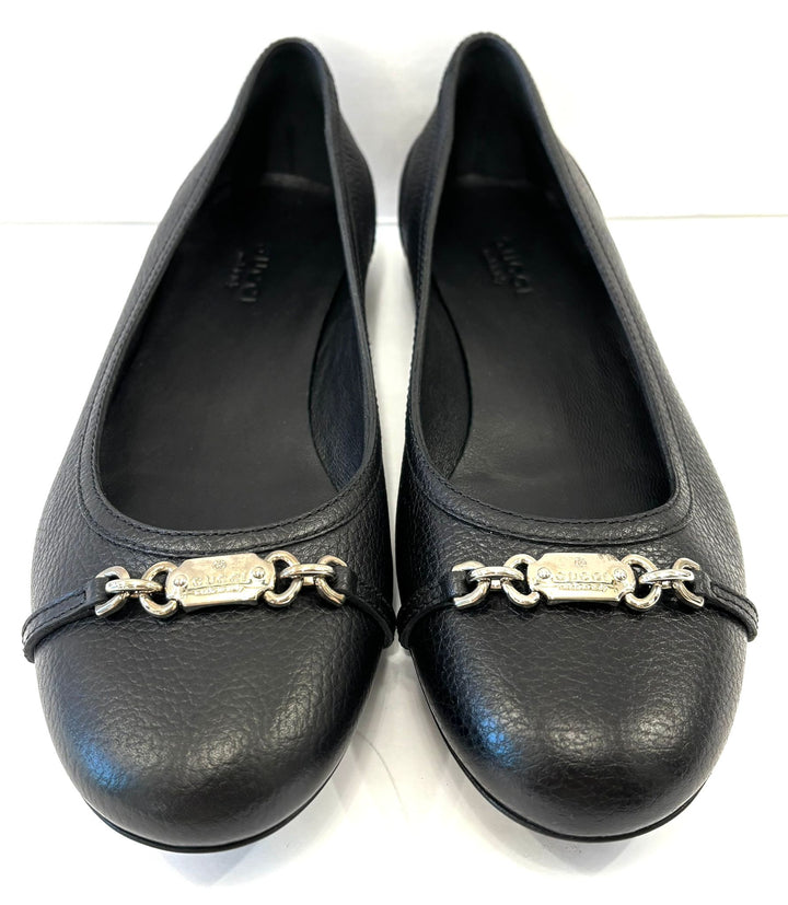 GUCCI CALFSKIN LEATHER CALLARIUS BALLET FLATS