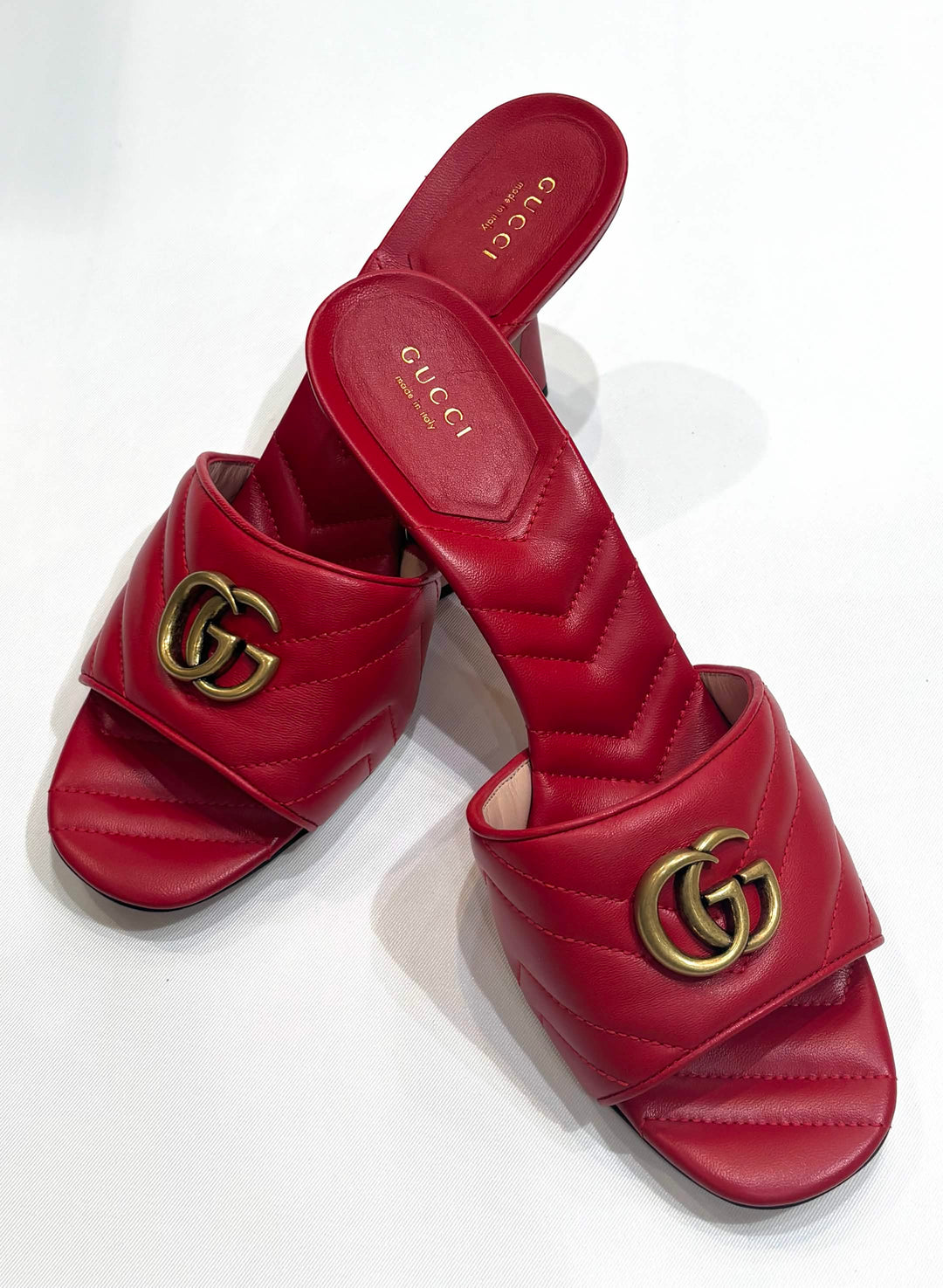 GUCCI GG MARMONT MATELASSÉ NAPPA LEATHER MULES