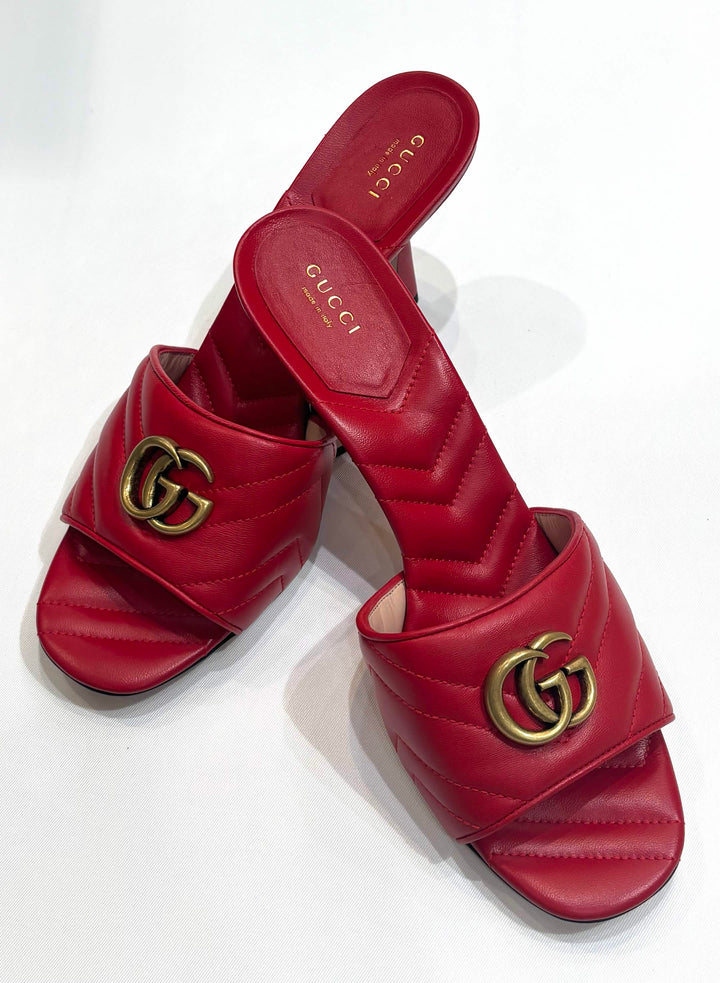 GUCCI GG MARMONT MATELASSÉ NAPPA LEATHER MULES