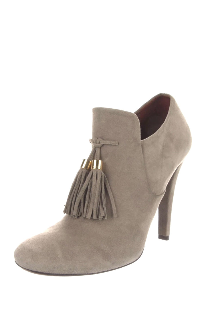 GUCCI MISCHA TASSEL SUEDE ANKLE BOOTS