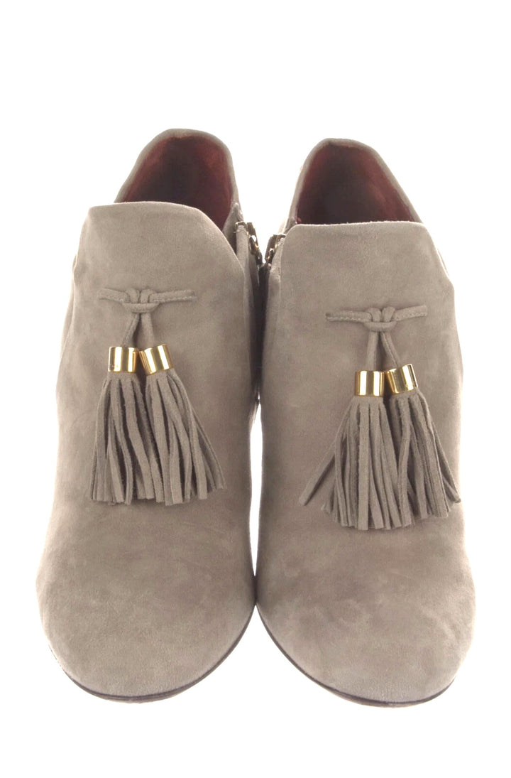GUCCI MISCHA TASSEL SUEDE ANKLE BOOTS