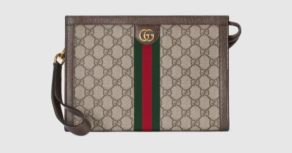 GUCCI GG SUPREME MONOGRAM WEB OPHIDIA POUCH