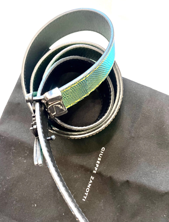GIUSEPPE ZANOTTI TORRES IRIDESCENT LIZARD PRINT LEATHER BELT