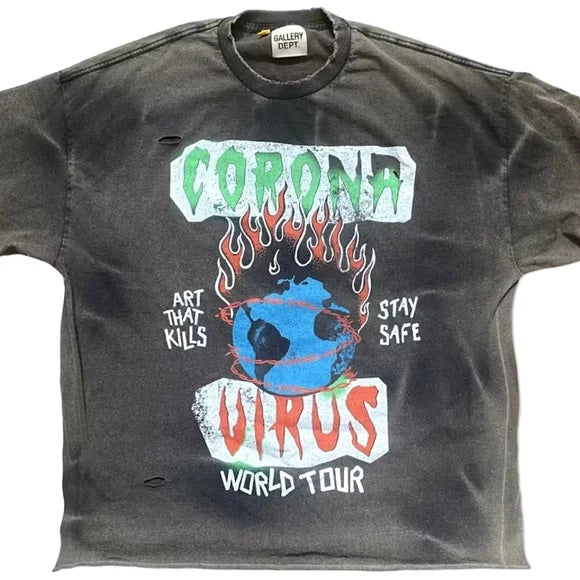 GALLERY DEPT. CORONAVIRUS FADED DISTRESSED TEE-SHIRT