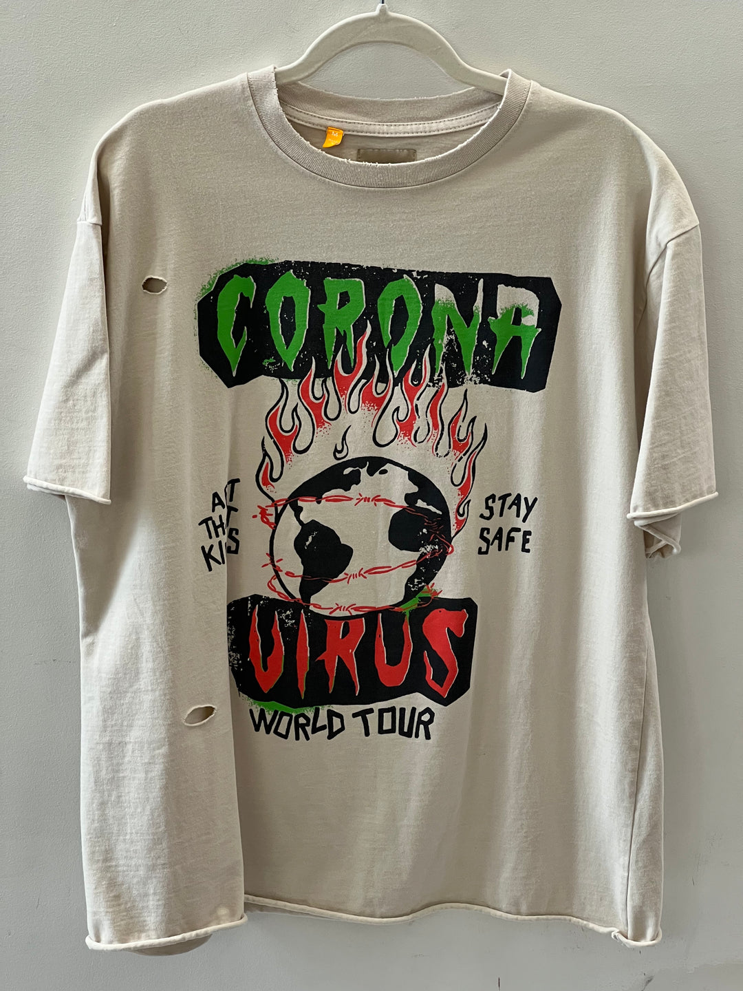 GALLERY DEPT. CORONAVIRUS WORLD TOUR FADED DISTRESSED TEE-SHIRT