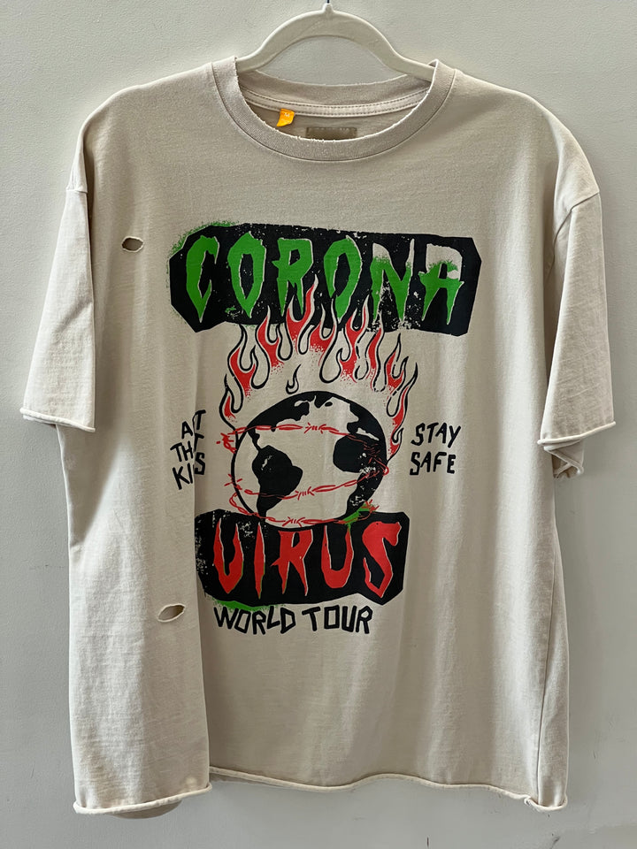 GALLERY DEPT. CORONAVIRUS WORLD TOUR FADED DISTRESSED TEE-SHIRT