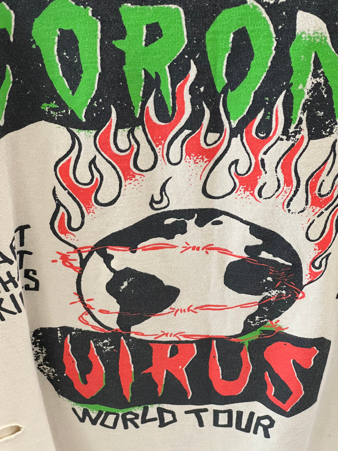 GALLERY DEPT. CORONAVIRUS WORLD TOUR FADED DISTRESSED TEE-SHIRT