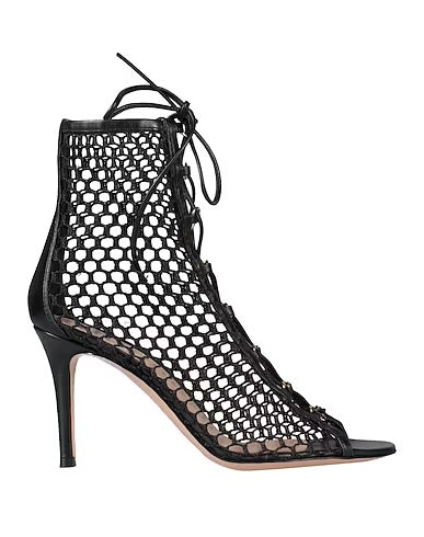 GIANVITO ROSSI HELENA MESH &amp; LEATHER LACE-UP BOOTIES