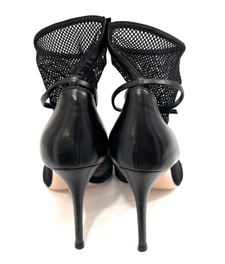 GIANVITO ROSSI IDOL MESH OPEN-TOE 105MM BOOTIES