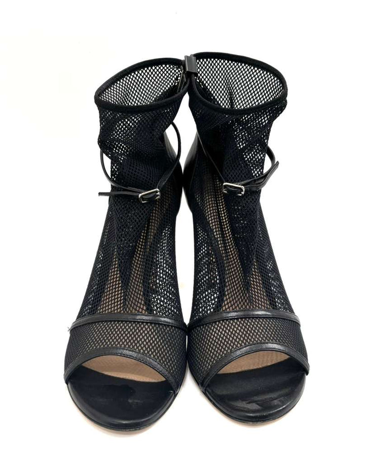 GIANVITO ROSSI IDOL MESH OPEN-TOE 105MM BOOTIES
