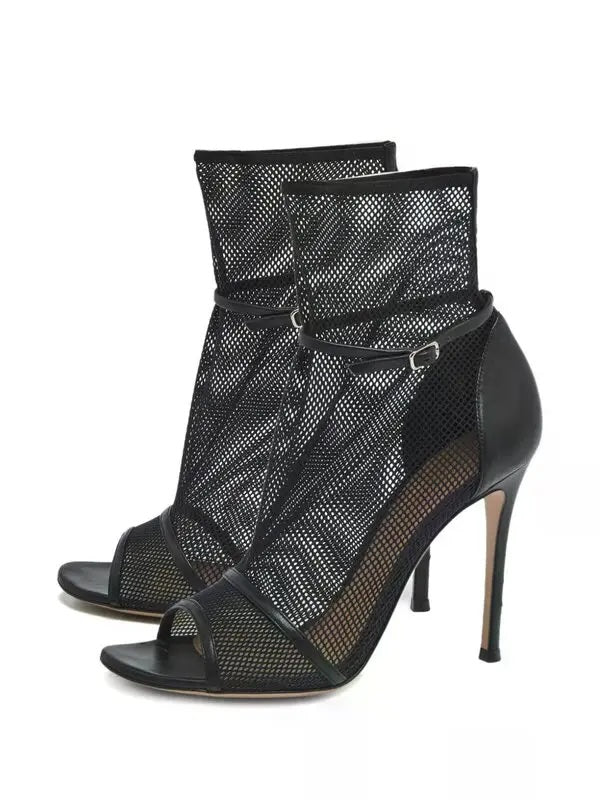 GIANVITO ROSSI IDOL MESH OPEN-TOE 105MM BOOTIES