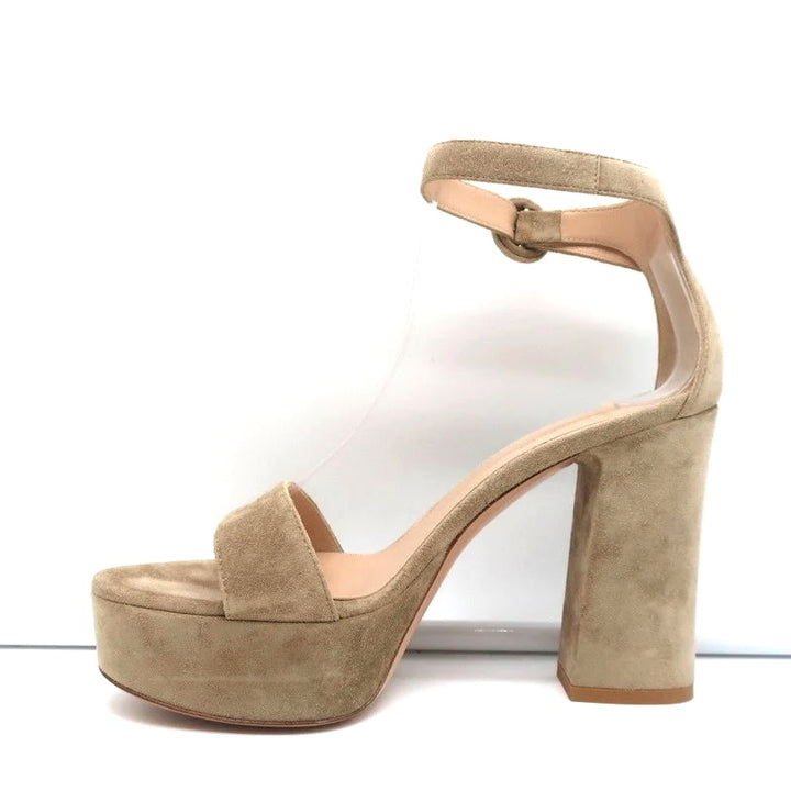 GIANVITO ROSSI BISQUE SUEDE SHERIDAN PLATFORM SANDALS