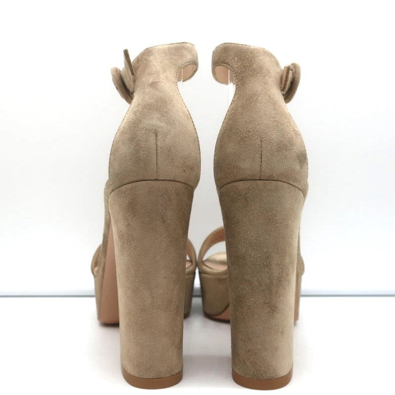 GIANVITO ROSSI BISQUE SUEDE SHERIDAN PLATFORM SANDALS
