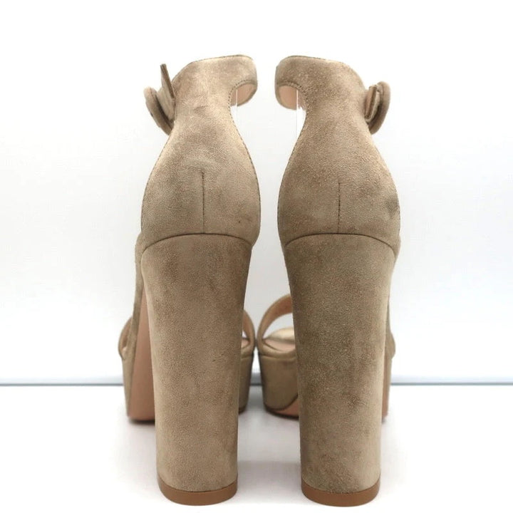 GIANVITO ROSSI BISQUE SUEDE SHERIDAN PLATFORM SANDALS