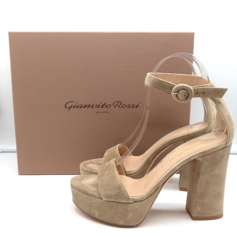 GIANVITO ROSSI BISQUE SUEDE SHERIDAN PLATFORM SANDALS