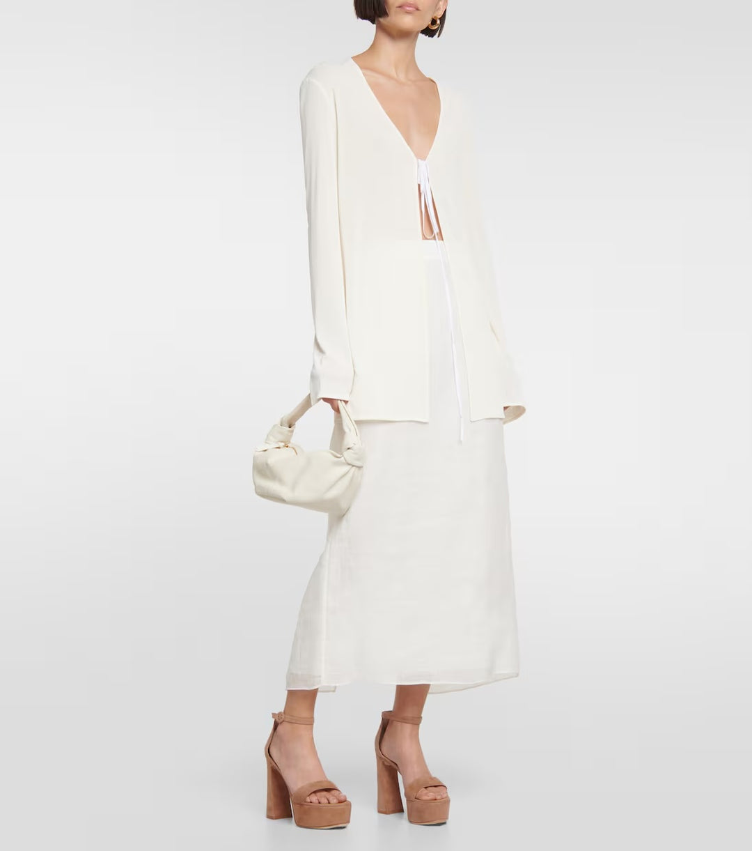 GIANVITO ROSSI BISQUE SUEDE SHERIDAN PLATFORM SANDALS