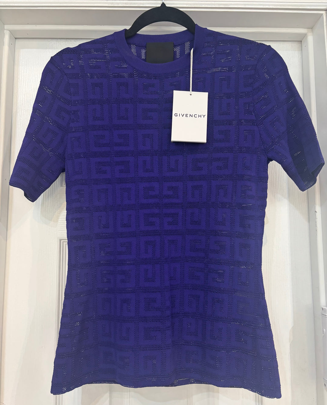 GIVENCHY 4G JACQUARD KNIT SHORT SLEEVE SWEATER