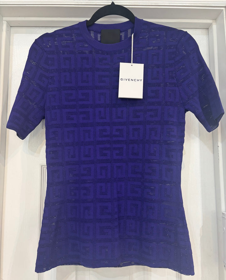 GIVENCHY 4G JACQUARD KNIT SHORT SLEEVE SWEATER