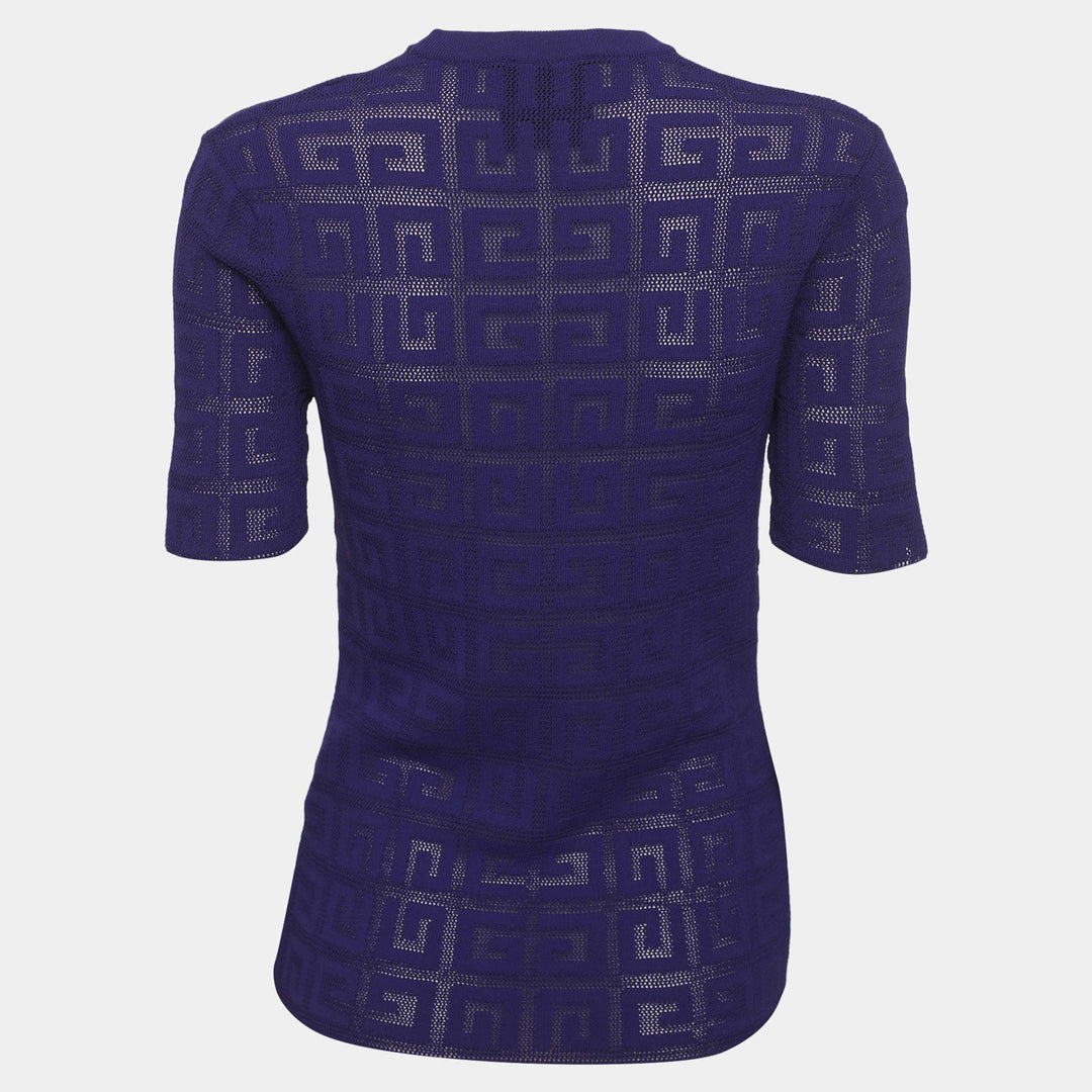 GIVENCHY 4G JACQUARD KNIT SHORT SLEEVE SWEATER