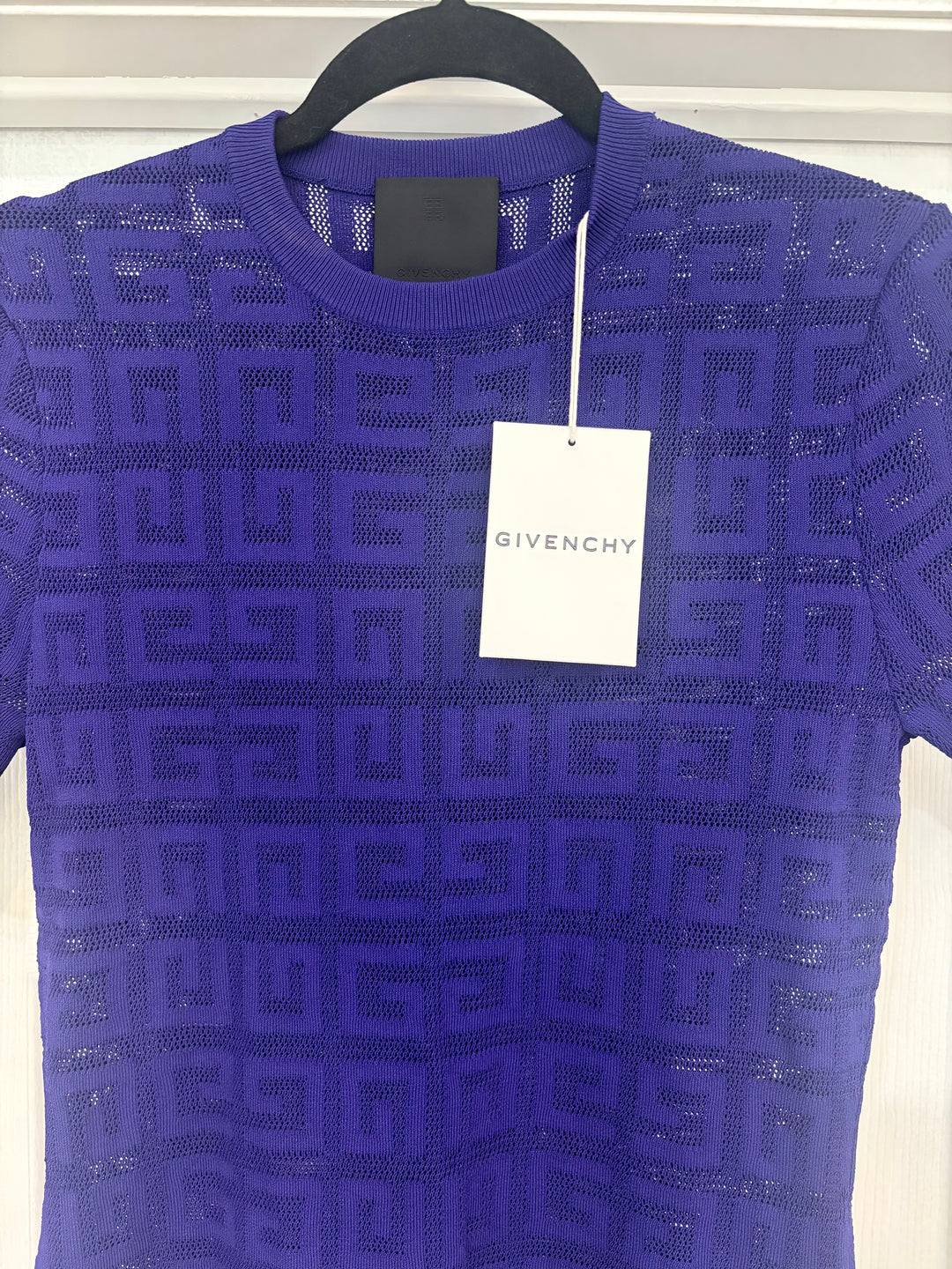 GIVENCHY 4G JACQUARD KNIT SHORT SLEEVE SWEATER