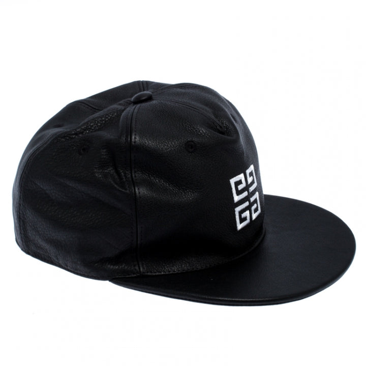 GIVENCHY 4G LOGO EMBROIDERED CALFSKIN LEATHER BASEBALL CAP