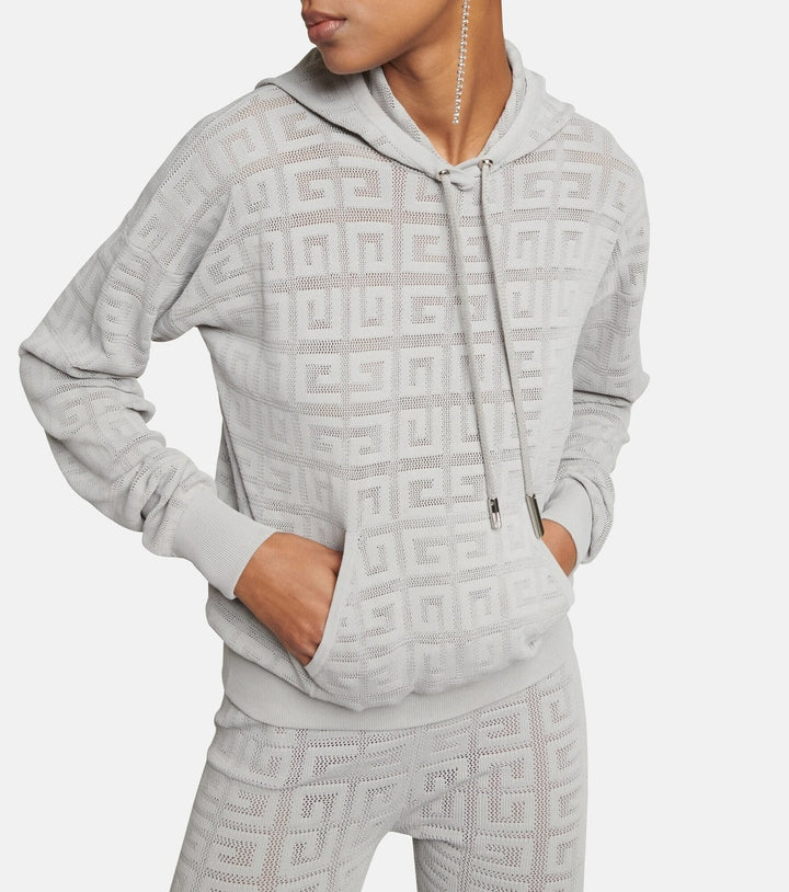 GIVENCHY 4G MONOGRAM PATTERN STRETCH KNIT HOODIE