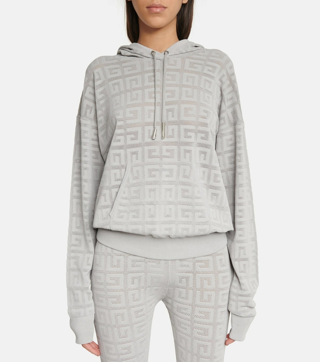 GIVENCHY 4G MONOGRAM PATTERN STRETCH KNIT HOODIE