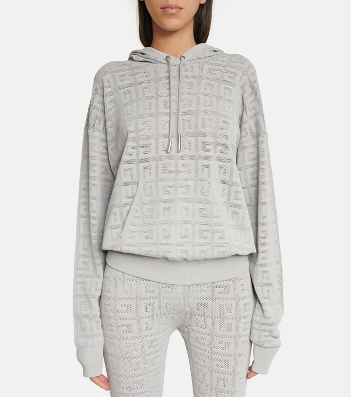 GIVENCHY 4G MONOGRAM PATTERN STRETCH KNIT HOODIE