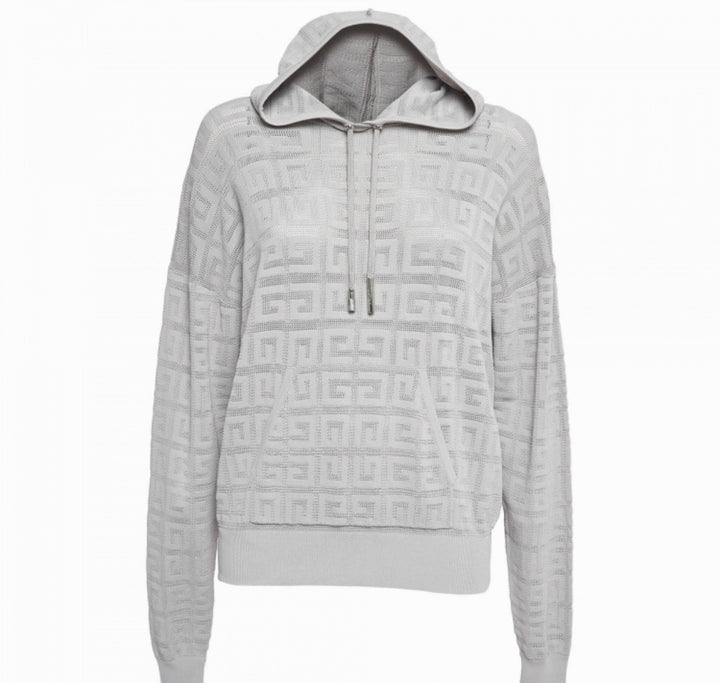 GIVENCHY 4G MONOGRAM PATTERN STRETCH KNIT HOODIE