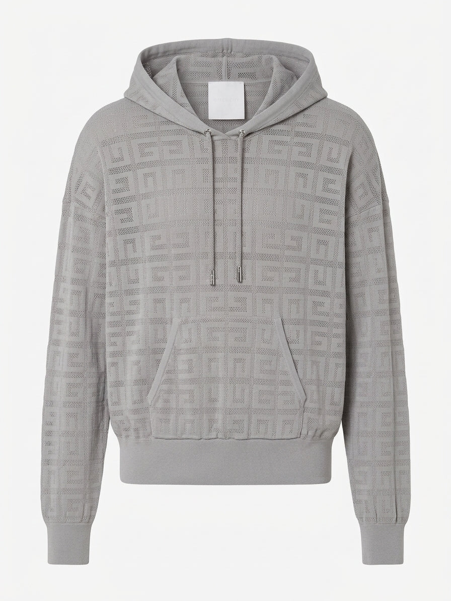 GIVENCHY 4G MONOGRAM PATTERN STRETCH KNIT HOODIE