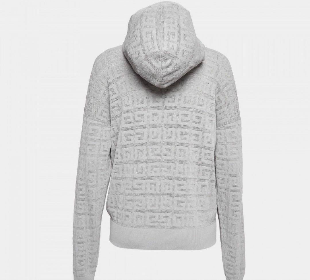 GIVENCHY 4G MONOGRAM PATTERN STRETCH KNIT HOODIE