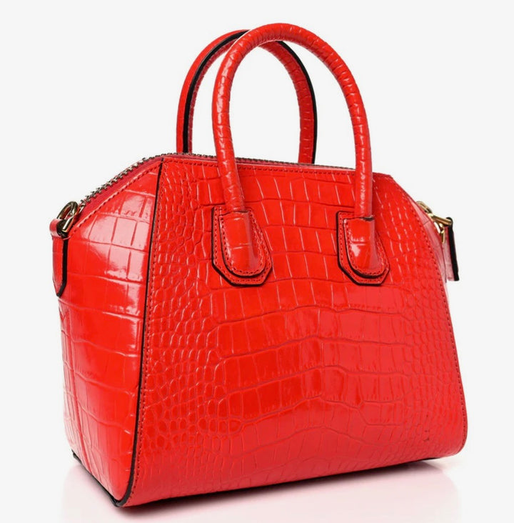 GIVENCHY CROC-EMBOSSED CALFSKIN MINI ANTIGONA BAG