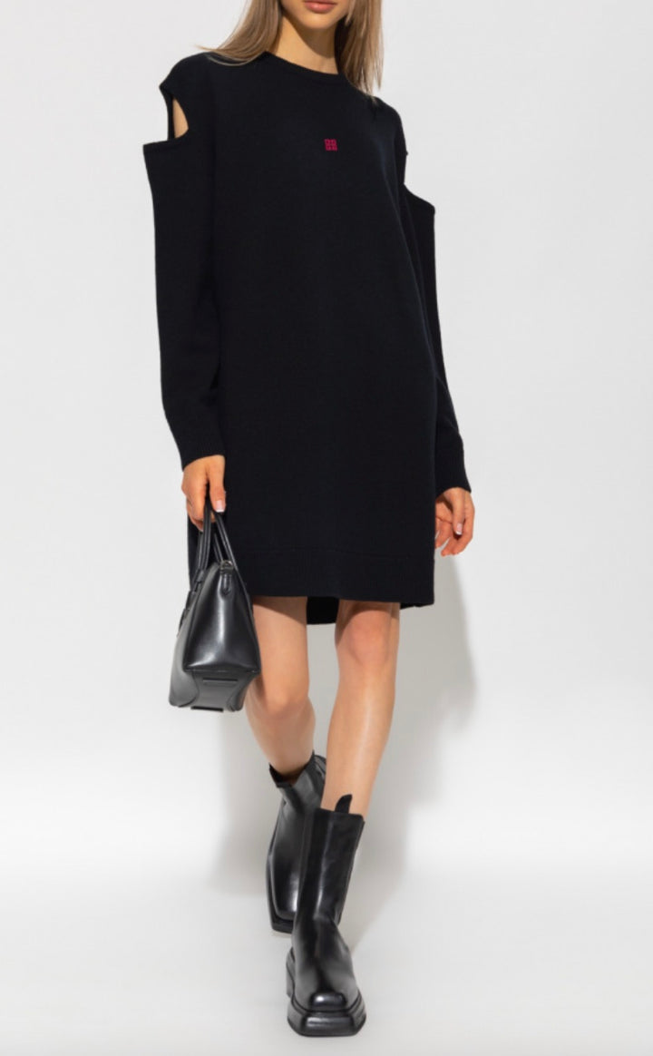 GIVENCHY CUT-OUT KNIT CASHMERE BLEND OVERSIZED DRESS
