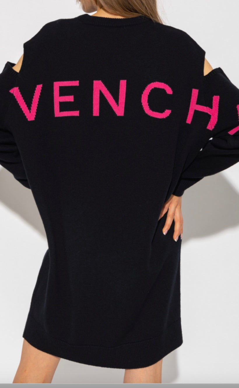 GIVENCHY CUT-OUT KNIT CASHMERE BLEND OVERSIZED DRESS