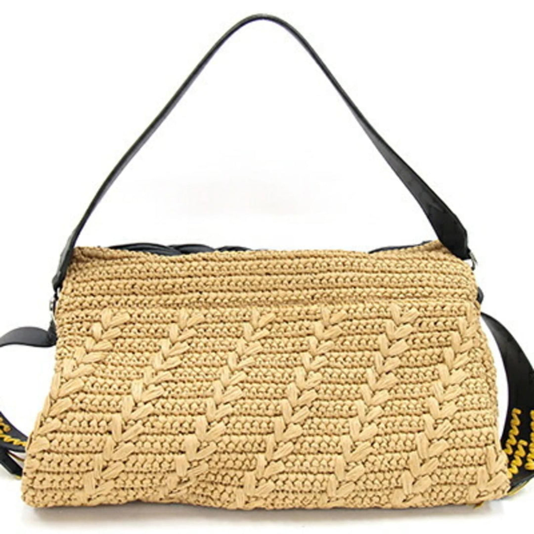 GIVENCHY ID93 LARGE RAFFIA &amp; LEATHER SHOULDER BAG