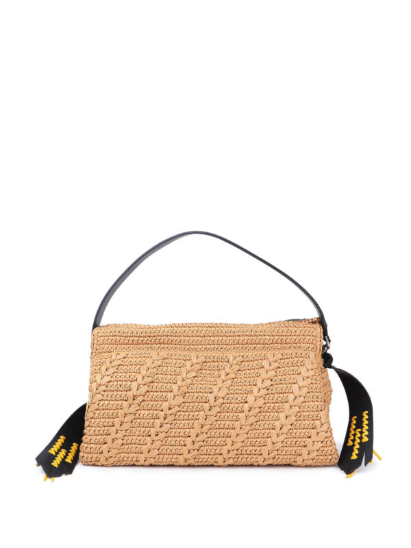GIVENCHY ID93 LARGE RAFFIA &amp; LEATHER SHOULDER BAG