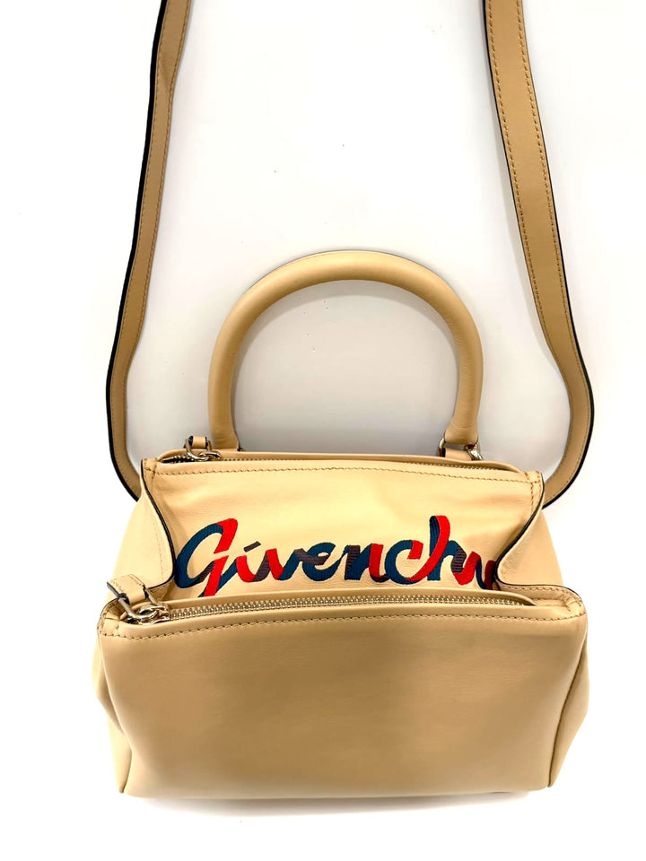 GIVENCHY SUGAR GOATSKIN EMBROIDERY LOGO PANDORA BAG