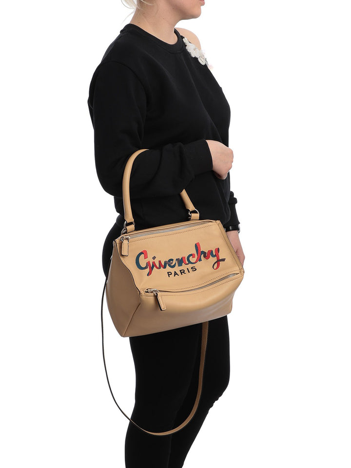 GIVENCHY SUGAR GOATSKIN EMBROIDERY LOGO PANDORA BAG
