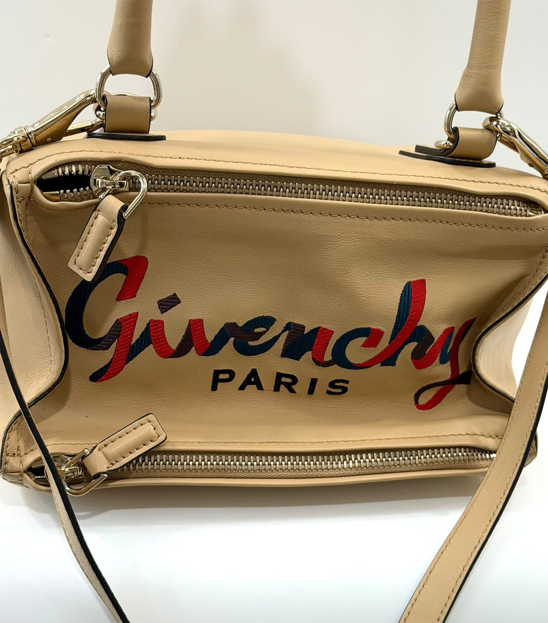 GIVENCHY SUGAR GOATSKIN EMBROIDERY LOGO PANDORA BAG