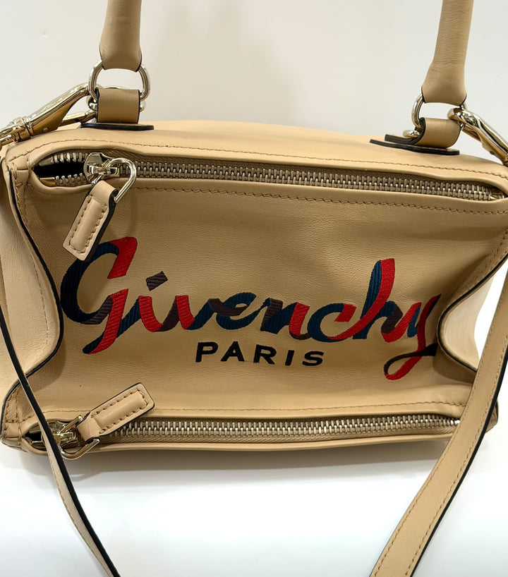 GIVENCHY SUGAR GOATSKIN EMBROIDERY LOGO PANDORA BAG