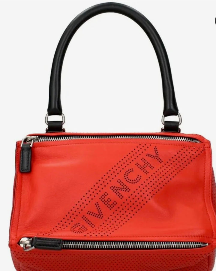GIVENCHY PERFORATED LOGO LAMBSKIN LEATHER SMALL PANDORA BAG