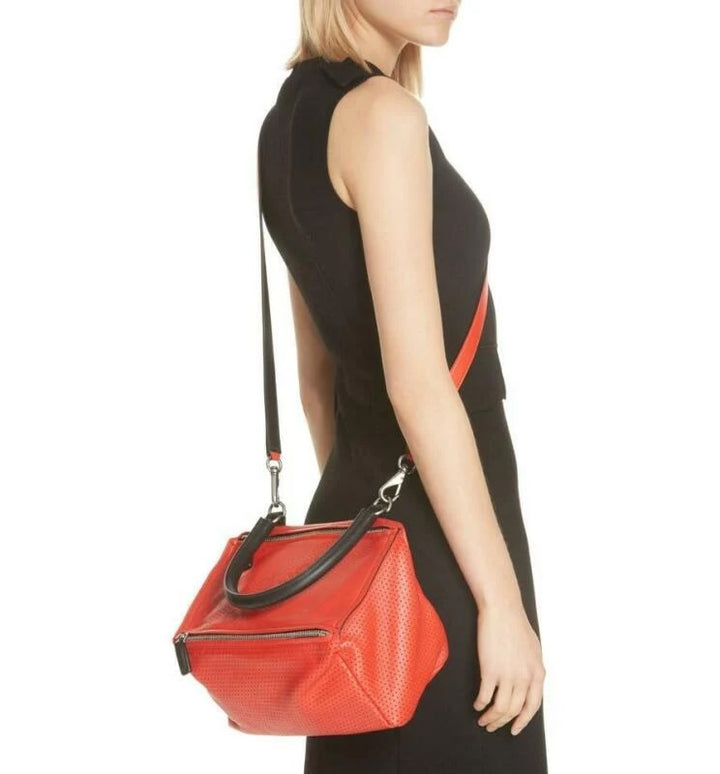 GIVENCHY PERFORATED LOGO LAMBSKIN LEATHER SMALL PANDORA BAG