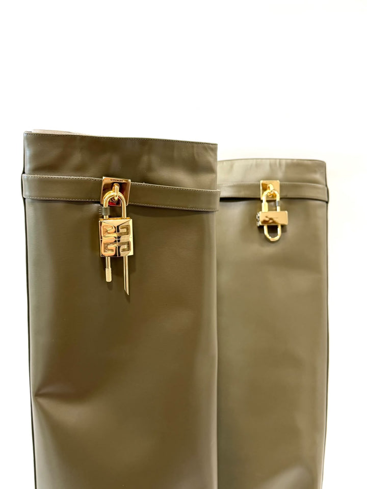 GIVENCHY SHARK LOCK CALFSKIN LEATHER BOOTS